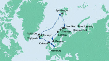 Route AIDAsol ab/bis Hamburg